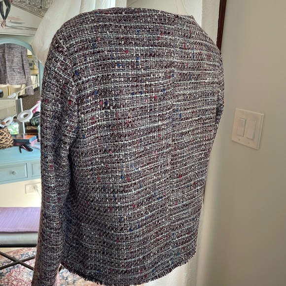 Karl Lagerfeld Lilac Elegant Tweed Women's Jacket XL Pearl Buttons - Picture 6 of 7